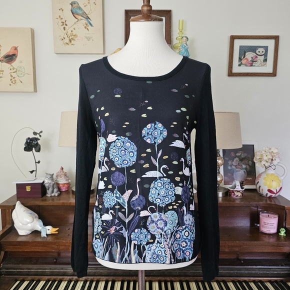 Anthro Knitted & Knotted Swan Tableau Sweater Top - Picture 3 of 13